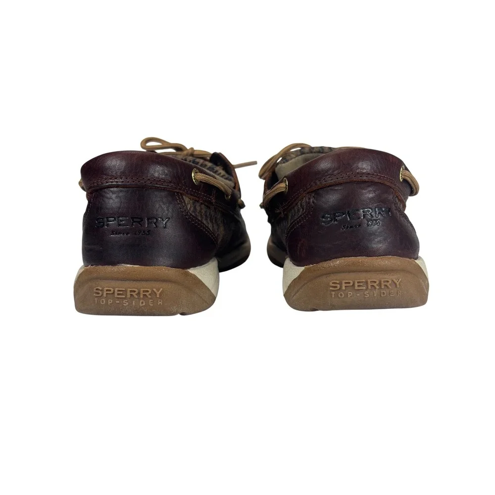 Sperry Boat Shoes Mens 11M Brown Leather Wool Tweed STS99113 Preppy
